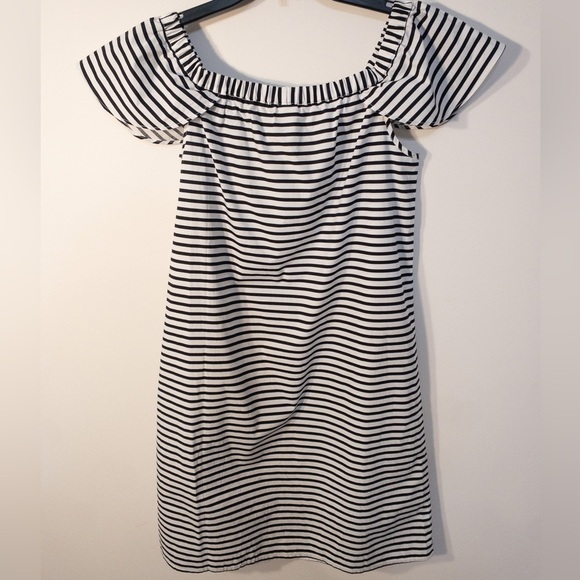 J Crew Off Shoulder Black and White Dress size XS - Picture 4 of 8